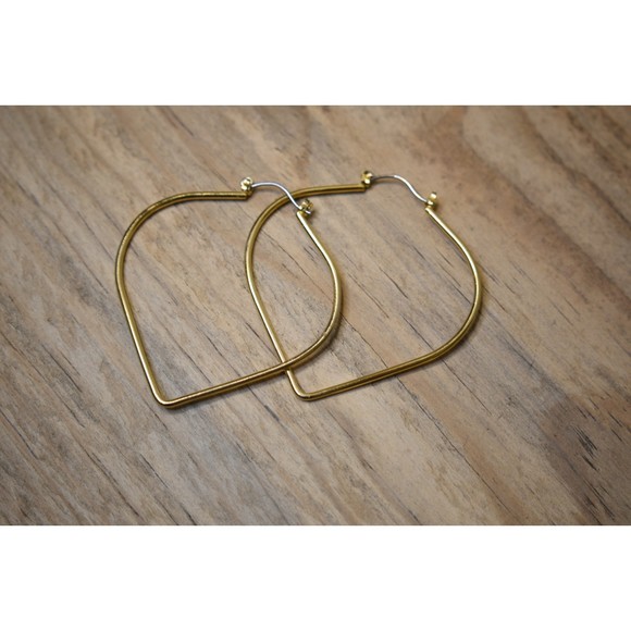 Heart Shaped Gold Plated Hoop Earrings - Picture 2 of 2